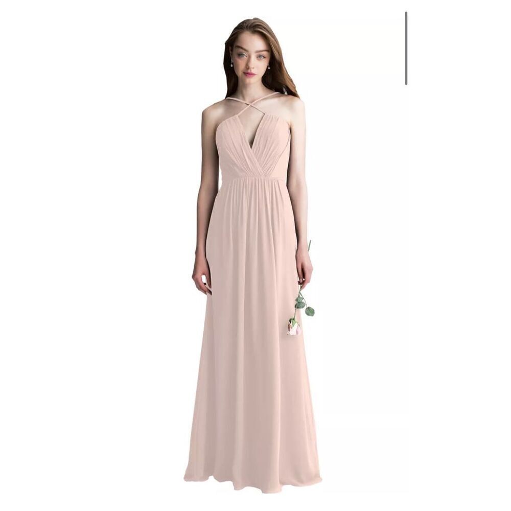 Petal Pink Chiffon V-neck A-line Dress